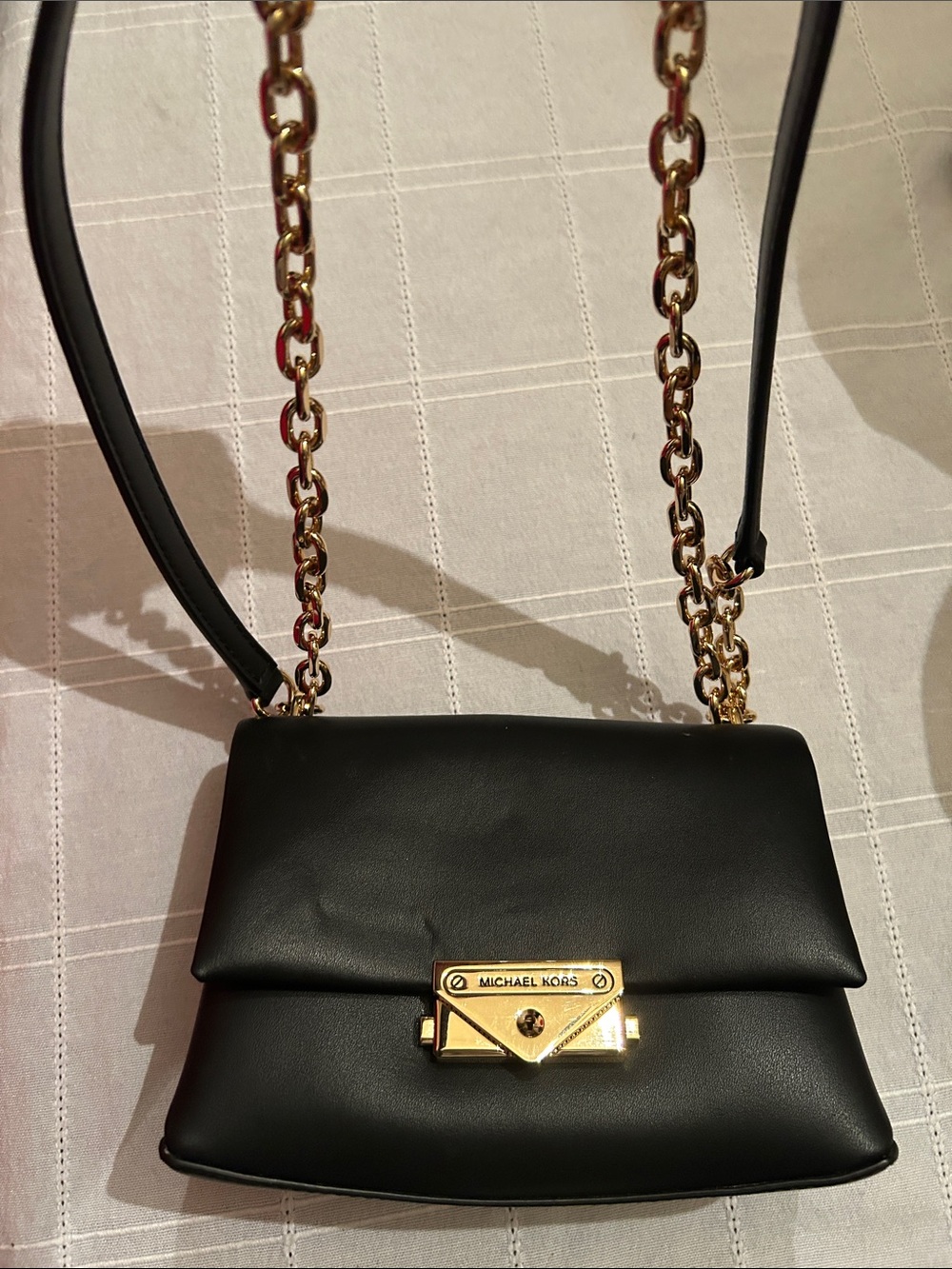 Michael Kors Black Leather Crossbody with Gold Chain - Picture 7 of 7